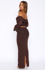 In Too Deep Knit Maxi Skirt Chocolate