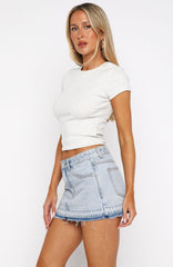 Never Guilty Denim Mini Skirt Light Blue