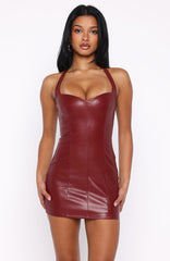 Nothing Personal Pu Mini Dress Deep Red