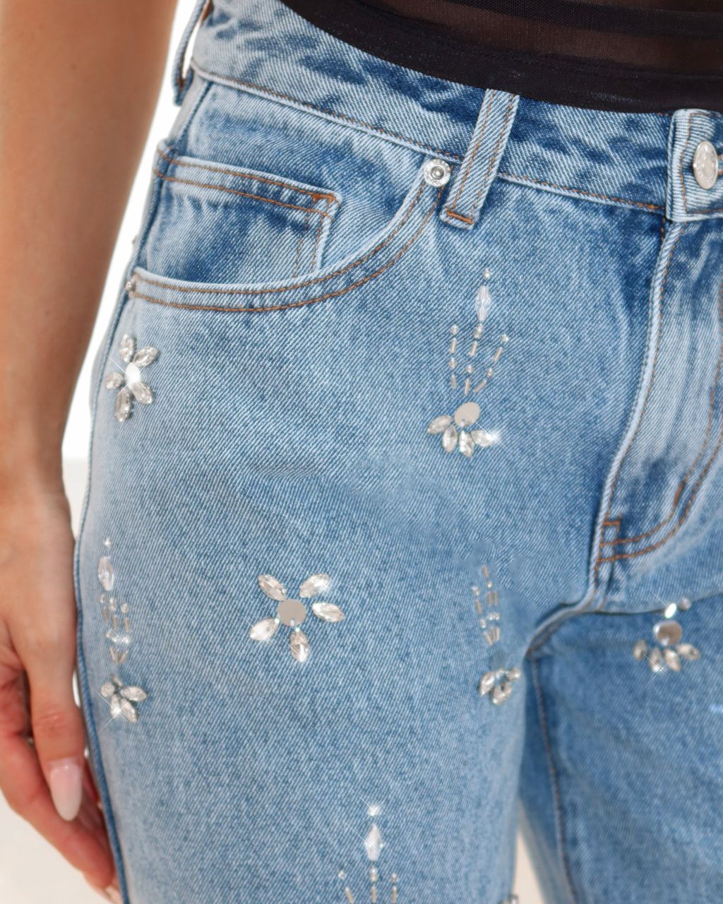 No More Excuses Mid Rise Wide Leg Jeans Mid Blue