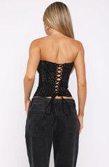 Night Bloom Embellished Bustier Black