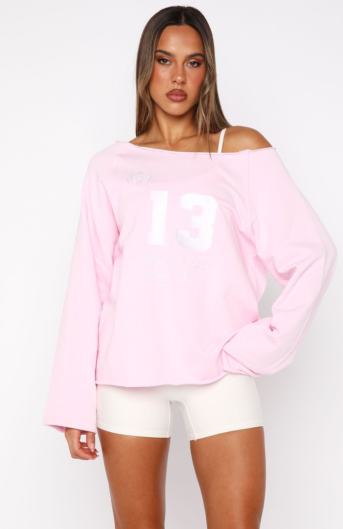 Out Of Chances Off Shoulder Sweater Ballet Pink